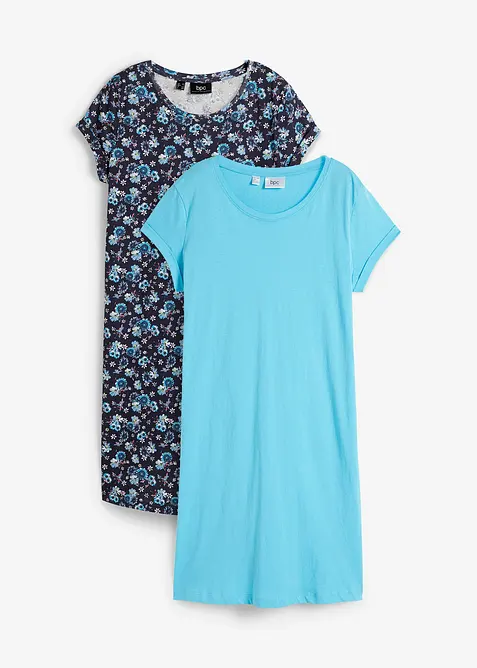 Lot de 2 robes en jersey 100% coton, fentes latérales, bonprix