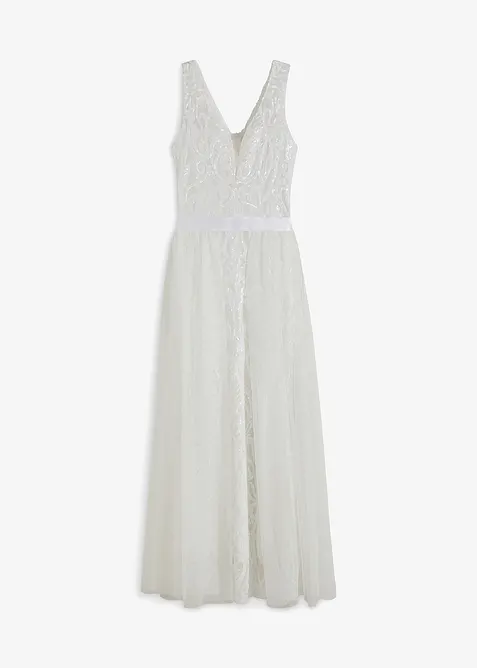 Robe de mariée brodée de sequins avec jupe en tulle amovible, bonprix