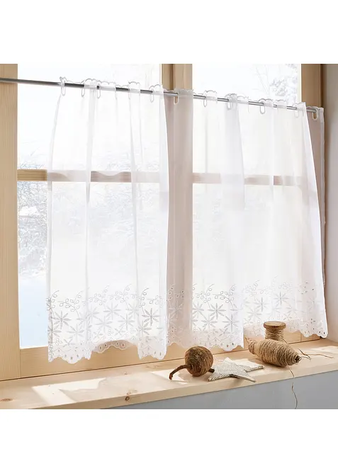 Brise-bise avec broderies anglaises et polyester recyclé, bonprix