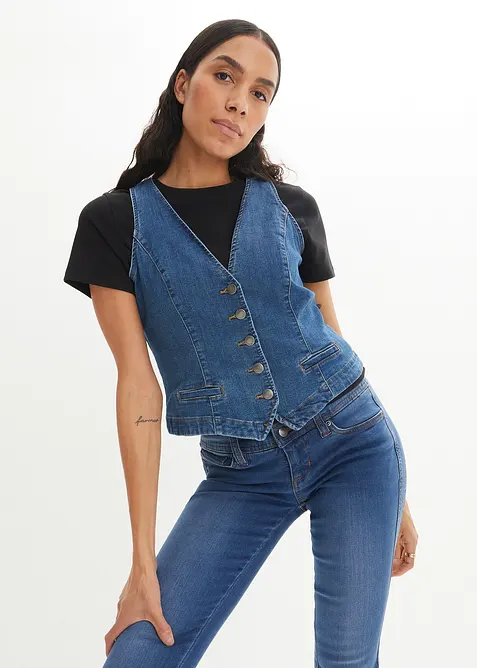 Gilet sans manches en jean extensible, bonprix