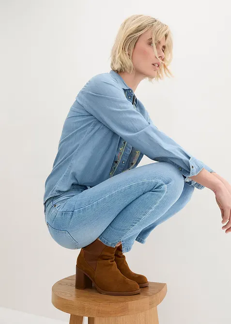 Jean 7/8 extensible, bas fendu, bonprix