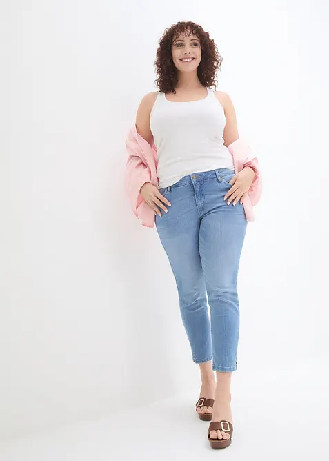 Jean 7/8 extensible, bas fendu, bonprix