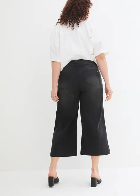 Jupe-culotte 7/8 en jean extensible ultra-doux, bonprix