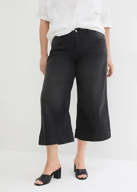 Jupe-culotte 7/8 en jean extensible ultra-doux, bonprix