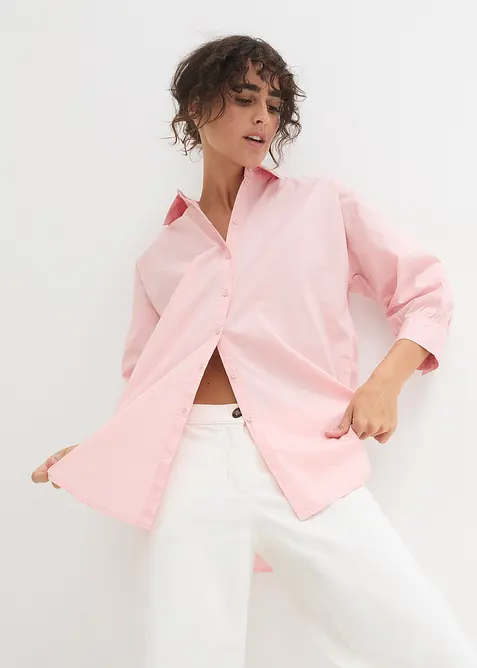 Chemisier oversize en coton, manches 3/4, bonprix