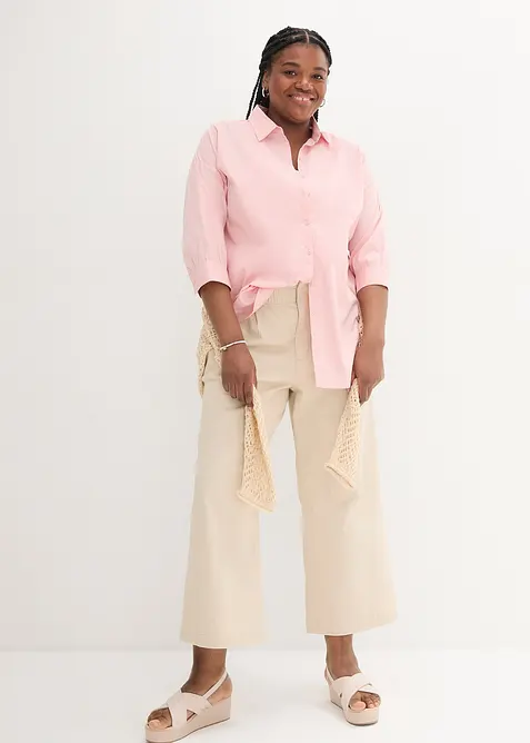 Chemisier oversize en coton, manches 3/4, bonprix