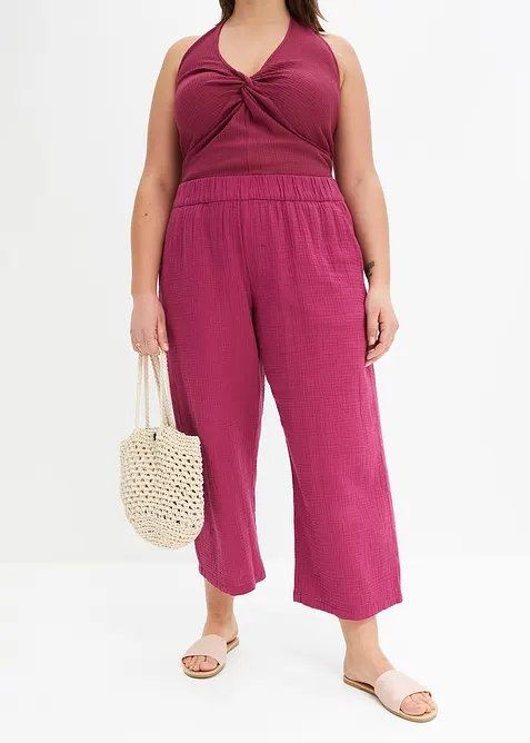Pantalon large en gaze de coton, bonprix