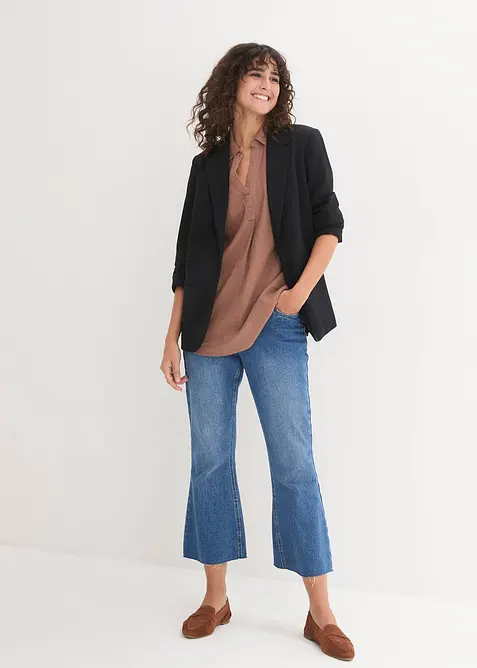 Chemisier manches 3/4 en lin mélangé, bonprix