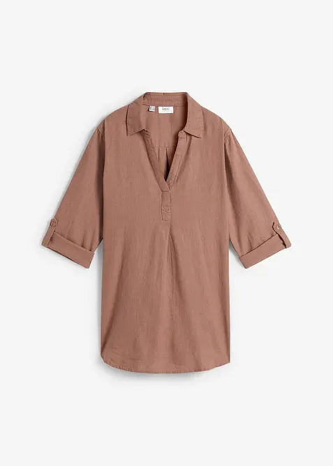 Chemisier manches 3/4 en lin mélangé, bonprix