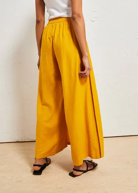 Pantalon palazzo en lin mélangé, bonprix