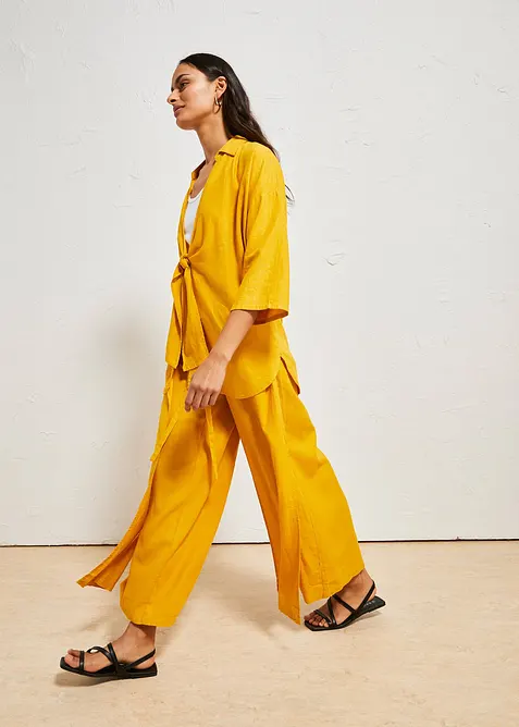 Pantalon palazzo en lin mélangé, bonprix