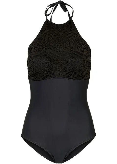 Maillot 1 pièce sculptant avec dentelle, maintien modéré, bonprix