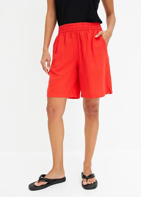 Short en lin m&eacute;lang&eacute; avec taille &eacute;lastiqu&eacute;e, bonprix