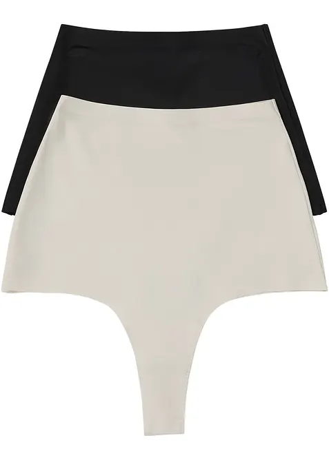 Lot de 2 strings sculptants sans coutures, maintien modéré, bonprix