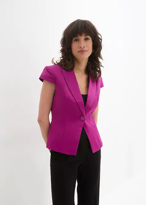 Blazer à manches courtes en satin de coton, bonprix