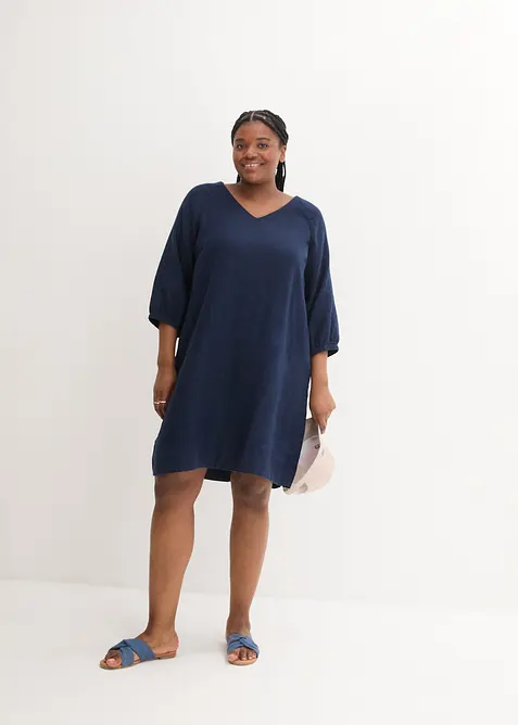 Robe 100 % lin, manches 3/4, bonprix