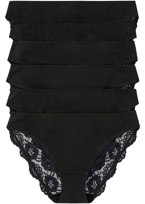 Lot de 6 slips à dentelle, bonprix