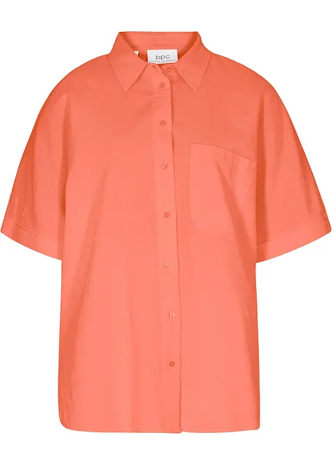 Chemisier manches coudes oversize en lin mélangé, bonprix