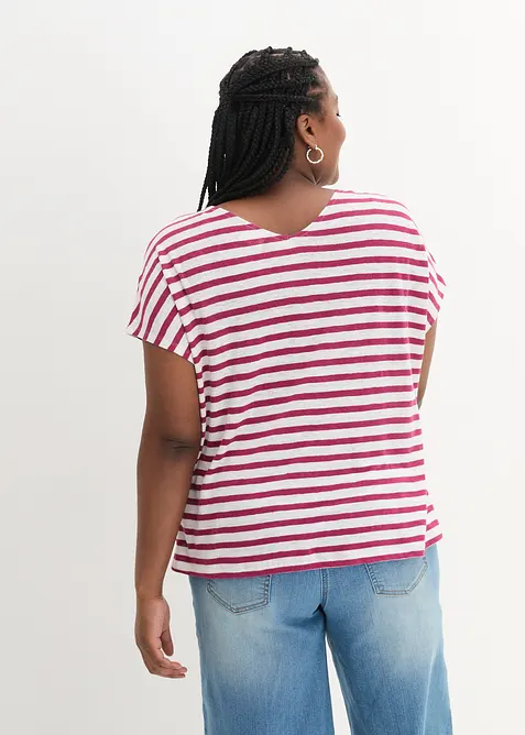 T-shirt 100% lin à manches chauve-souris, bonprix