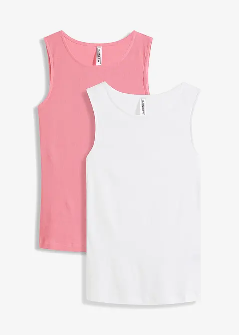 Lot de 2 tops côtelés 100% coton, bonprix