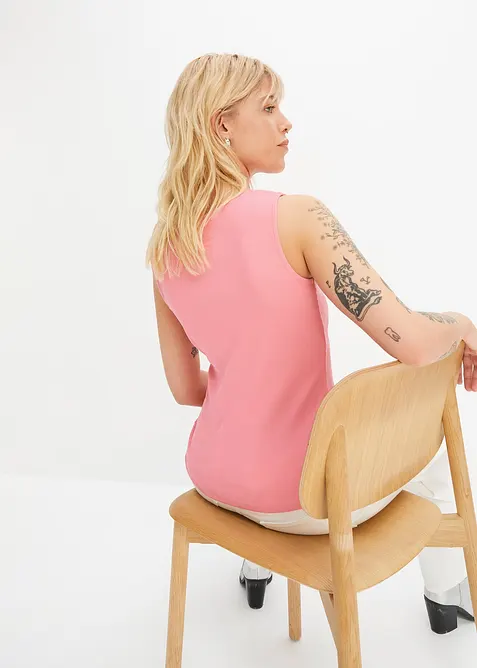 Lot de 2 tops côtelés 100% coton, bonprix