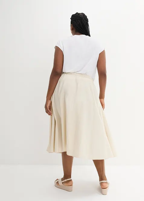 Jupe midi en lin majoritaire, bonprix