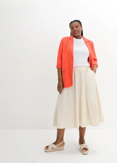 Jupe midi en lin majoritaire, bonprix