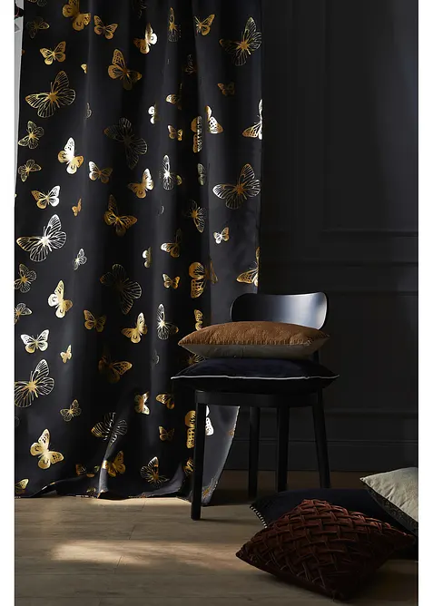 Rideau obscurcissant à imprimé papillons brillant (1 pce), bonprix