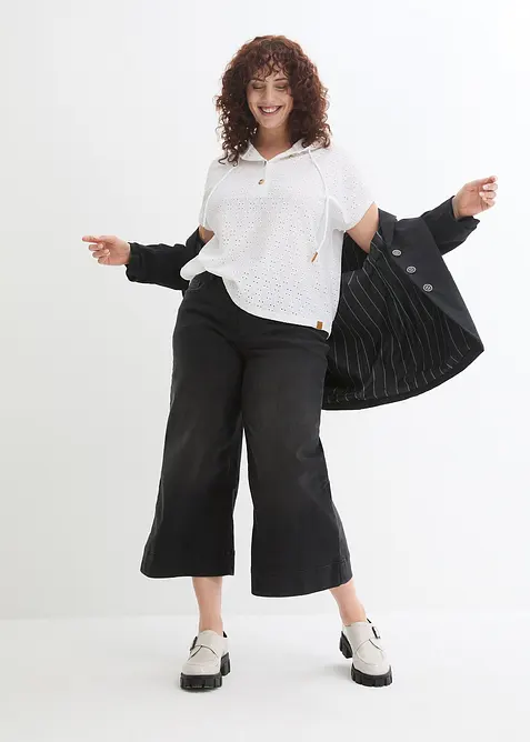 T-shirt col Henley à capuche, bonprix