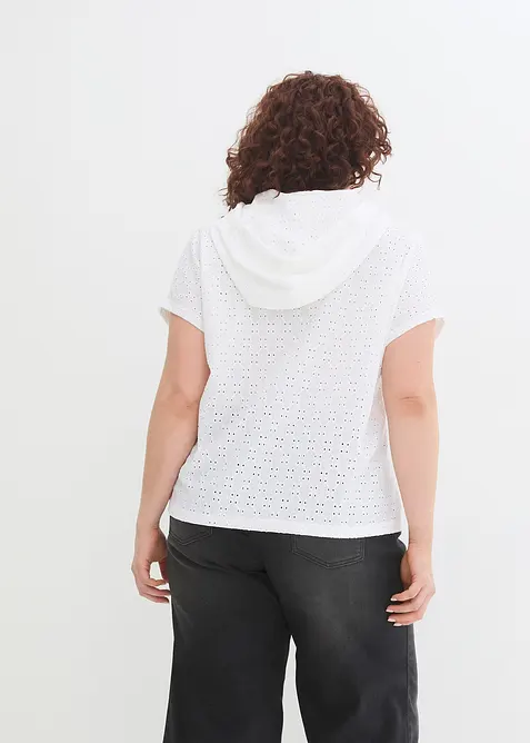 T-shirt col Henley à capuche, bonprix