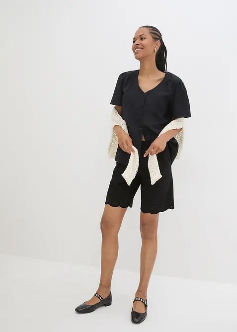 Short 100% coton avec taille &eacute;lastiqu&eacute;e, bonprix