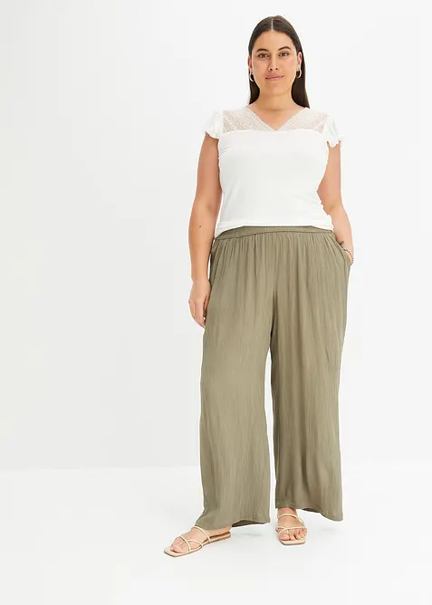 Pantalon palazzo en viscose douce, bonprix