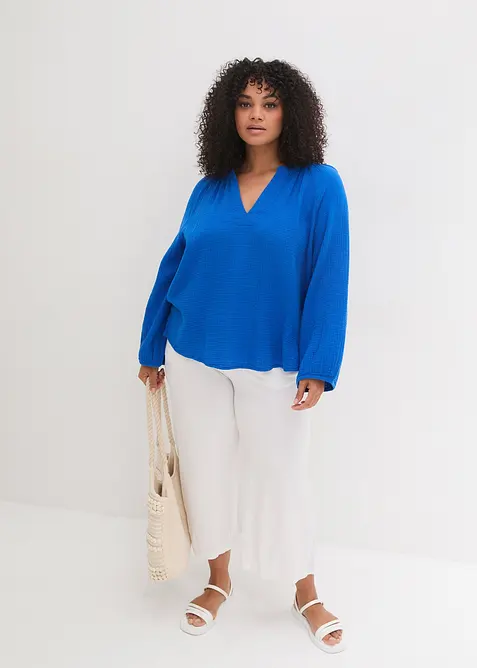 Blouse oversize en gaze de coton, bonprix