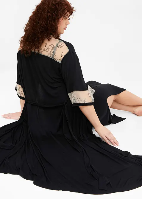 Long kimono en viscose avec broderies, bonprix