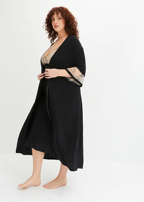 Long kimono en viscose avec broderies, bonprix