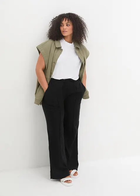 Pantalon palazzo en lin et viscose, bonprix