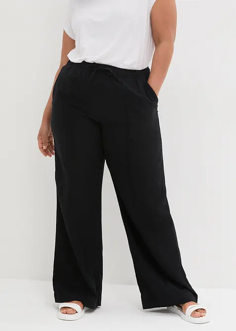 Pantalon palazzo en lin et viscose, bonprix