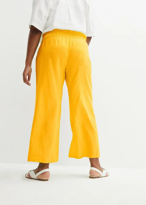 Pantalon large et l&eacute;ger &agrave; pinces en lin m&eacute;lang&eacute;, bonprix