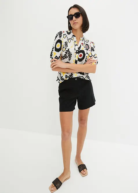 Chemisier manches courtes à détail smocké en viscose fluide, bonprix