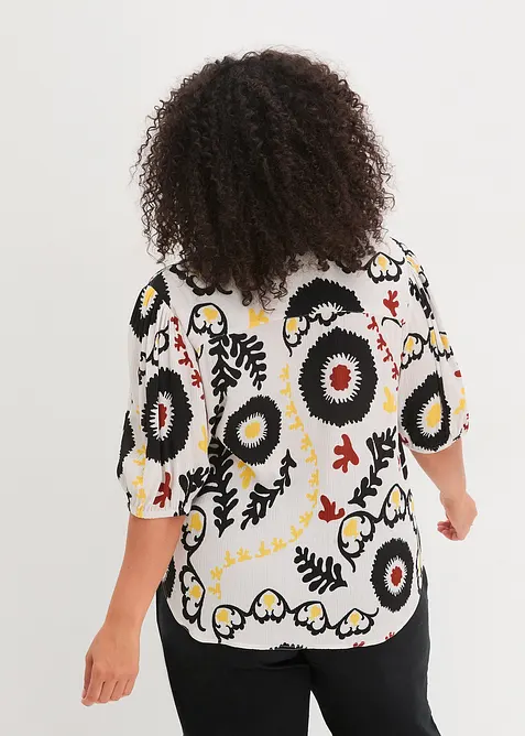 Chemisier manches courtes à détail smocké en viscose fluide, bonprix