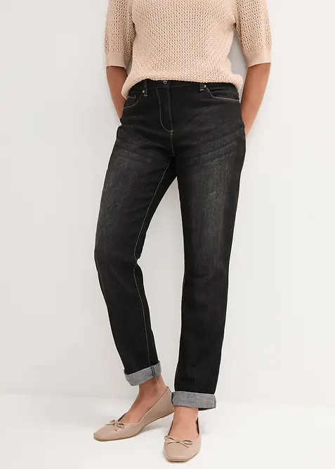Jean boyfriend taille mi-haute, extensible, bonprix