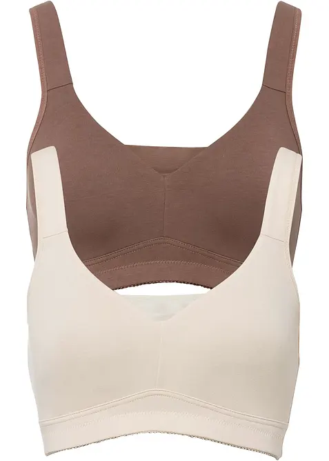 Lot de 2 soutiens-gorge coton moul&eacute;s sans armatures, bonprix