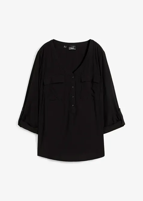 Blouse fluide à col en V et manches longues, bonprix