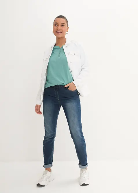 T-shirt manches longues &agrave; col boutonn&eacute;, 100% coton, bonprix