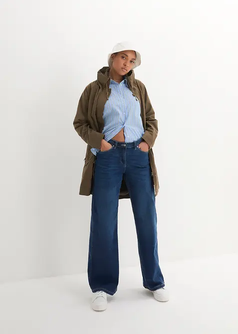 Parka courte en coton &agrave; col montant, cintr&eacute;e, bonprix