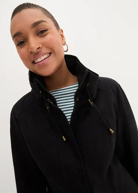 Parka courte en coton à col montant, cintrée, bonprix