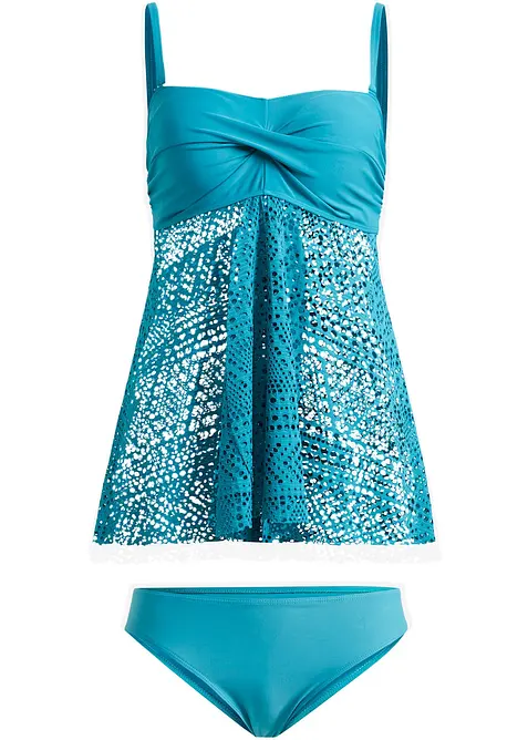 Tankini long (ens. 2 pces) avec dentelle, bonprix