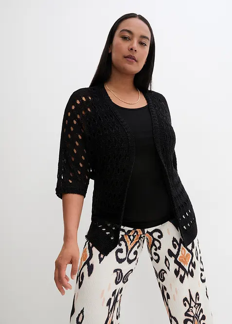 Gilet en maille ajourée avec fil brillant, bonprix