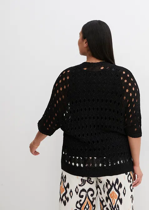 Gilet en maille ajourée avec fil brillant, bonprix