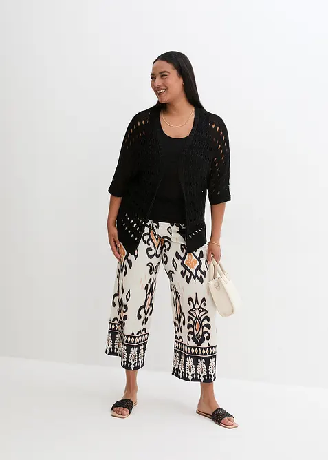 Gilet en maille ajourée avec fil brillant, bonprix